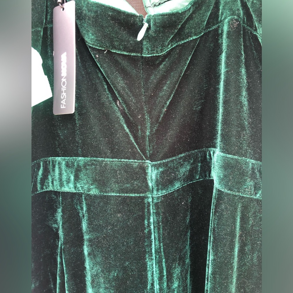 Fashion Nova Emerald Green Velvet Jumpsuit in 1X